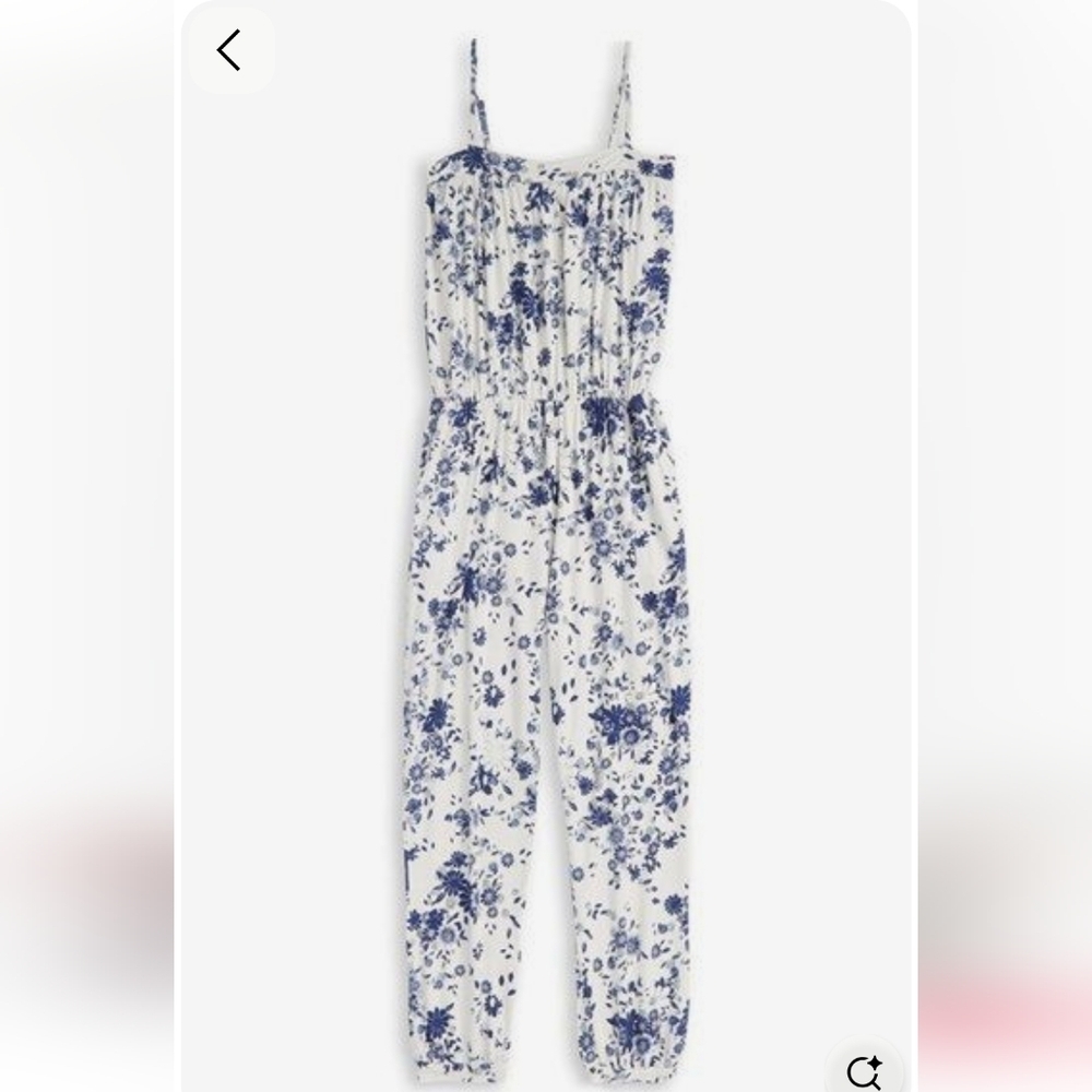 Tucker + Tate Nordstrom Girls Floral Blue and White Romper Jumpsuit L